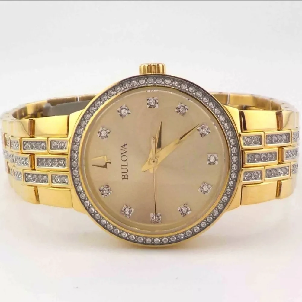 ***BRAND NEW*** Bulova Womens Crystal Accent Gold Tone Stainless Steel - Picture 5 of 9